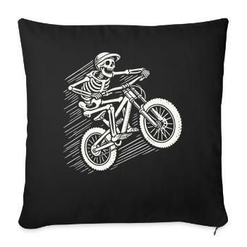 Skeleton Vélo Aventure VTT Rétro - Housse de coussin décorative 45 x 45 cm - noir - Devant