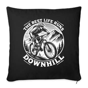 Aventure à vélo Descente Montagne Rétro - Housse de coussin décorative 45 x 45 cm - noir - Devant