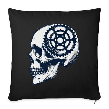 Vélo Crâne VTT Art pour les cyclistes - Housse de coussin décorative 45 x 45 cm - noir - Devant