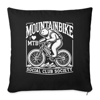 Mountain Bike Adventure Bike Bear Retro Style - Sofa pillowcase 17,3'' x 17,3'' (45 x 45 cm) - black - Front