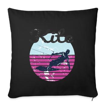 Ambiance d’aventure de kitesurf rétro - Housse de coussin décorative 45 x 45 cm - noir - Devant