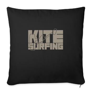 Ambiance d’aventure de kitesurf rétro - Housse de coussin décorative 45 x 45 cm - noir - Devant