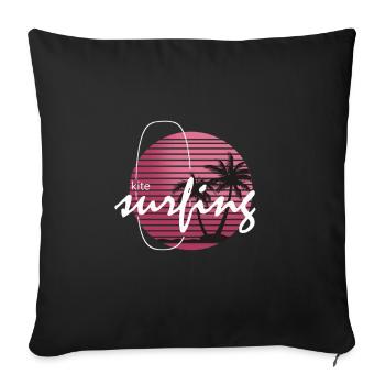 Ambiance d’aventure de kitesurf rétro - Housse de coussin décorative 45 x 45 cm - noir - Devant