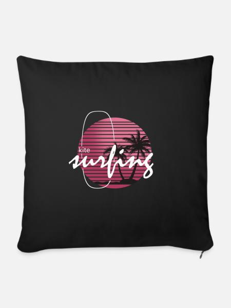 Retro Kiteboarding Abenteuer Vibes - Sofakissenbezug 45 x 45 cm - Schwarz
