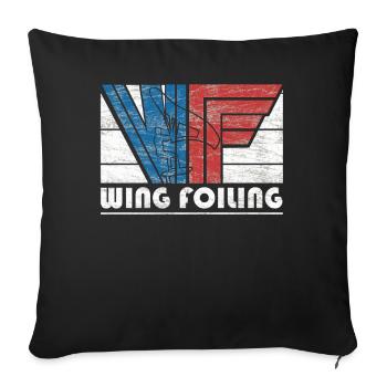 Vintage Wing Foiling Adventure Graphic - Sofa pillowcase 17,3'' x 17,3'' (45 x 45 cm) - black - Front
