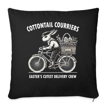 Lapin de Pâques Rétro Vintage Style Cottagecore - Housse de coussin décorative 45 x 45 cm - noir - Devant
