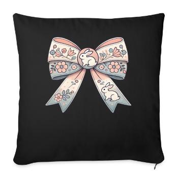 Joli arc de Pâques avec des lapins et des fleurs - Housse de coussin décorative 45 x 45 cm - noir - Devant