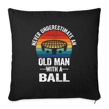 Alter Roundnet-Spieler - Sofakissenbezug 45 x 45 cm - Schwarz - Vorne