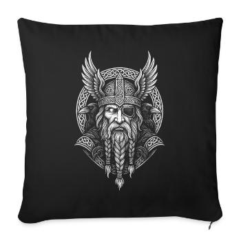 Odin with Ravens – All-Father of the Norsemen - Sofa pillowcase 17,3'' x 17,3'' (45 x 45 cm) - black - Front