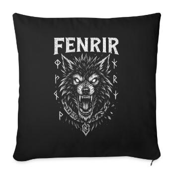 Fenrir – Loup du Crépuscule des Dieux - Housse de coussin décorative 45 x 45 cm - noir - Devant