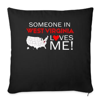 Quelqu’un en Virginie-Occidentale m’aime - Housse de coussin décorative 45 x 45 cm - noir - Devant