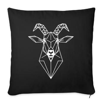 Ziege Polygon – Geometrisches Tierdesign modern - Sofakissenbezug 45 x 45 cm - Schwarz - Vorne