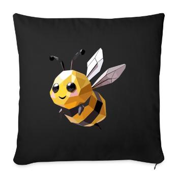Cute Bee Bumblebee – Nature Design Geometric - Sofa pillowcase 17,3'' x 17,3'' (45 x 45 cm) - black - Front