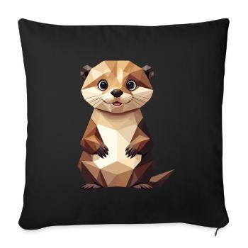 Polygone de loutre - Animal mignon - Housse de coussin décorative 45 x 45 cm - noir - Devant