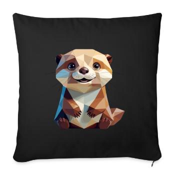 Loutre mignonne dans le style polygonal - Housse de coussin décorative 45 x 45 cm - noir - Devant