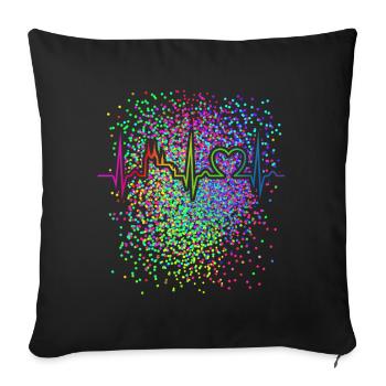 Confettis Cologne Carnaval Déguisement Arc-en-ciel - Housse de coussin décorative 45 x 45 cm - noir - Devant