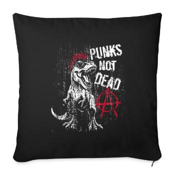 T-Rex - Punks not dead - Punk Dinosaur - Sofa pillowcase 17,3'' x 17,3'' (45 x 45 cm) - black - Front