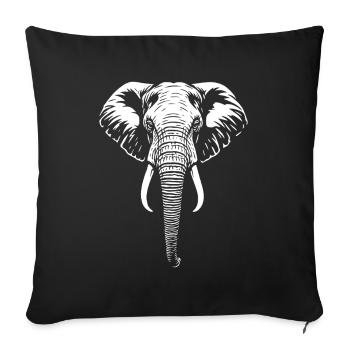 Elephant - Big Game, Tusk, Ivory - Sofa pillowcase 17,3'' x 17,3'' (45 x 45 cm) - black - Front