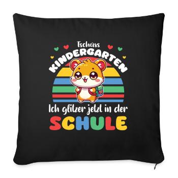 Enfin écolier 2025 douce licorne à la - Housse de coussin décorative 45 x 45 cm - noir - Devant