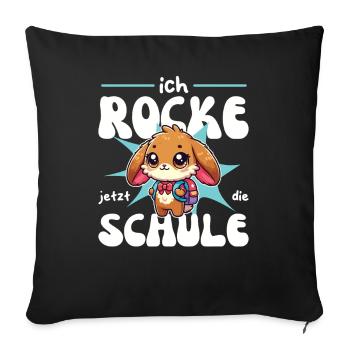 Enfin écolier 2025 douce licorne à la - Housse de coussin décorative 45 x 45 cm - noir - Devant