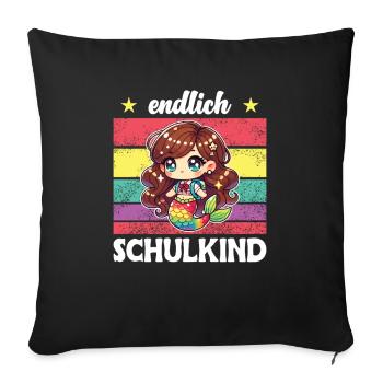 Endlich Schulkind süße Meerjungfrau zur - Sofakissenbezug 45 x 45 cm - Schwarz - Vorne