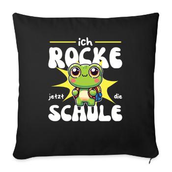 Enfin écolier 2025 douce licorne à la - Housse de coussin décorative 45 x 45 cm - noir - Devant