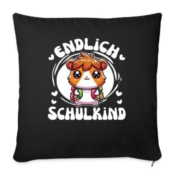 Endlich Schulkind süßes Meerschweinchen zur - Sofakissenbezug 45 x 45 cm - Schwarz - Vorne