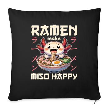 Axolotl with noodles ramen kawaii axolotl - Sofa pillowcase 17,3'' x 17,3'' (45 x 45 cm) - black - Front