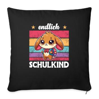 Enfin un doux lapin d’écolier pour l’inscription à l’école - Housse de coussin décorative 45 x 45 cm - noir - Devant