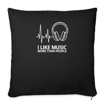 Lifeline I Like Music More Than People - Sofa pillowcase 17,3'' x 17,3'' (45 x 45 cm) - black - Front