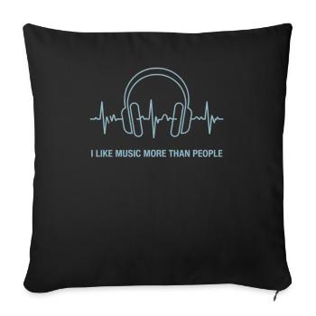Lifeline I Like Music More Than People - Sofa pillowcase 17,3'' x 17,3'' (45 x 45 cm) - black - Front