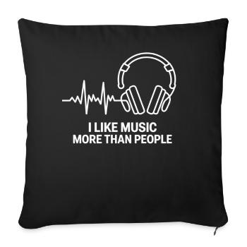 Lifeline I Like Music More Than People - Sofa pillowcase 17,3'' x 17,3'' (45 x 45 cm) - black - Front