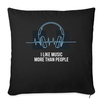 Lifeline I Like Music More Than People - Sofa pillowcase 17,3'' x 17,3'' (45 x 45 cm) - black - Front