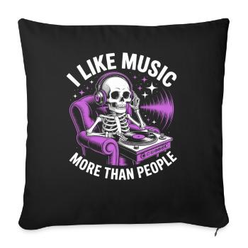 I Like Music More Than People Skeleton - Sofa pillowcase 17,3'' x 17,3'' (45 x 45 cm) - black - Front