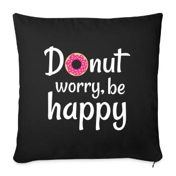 Donut Worry Be Happy - Housse de coussin décorative 45 x 45 cm - noir - Devant