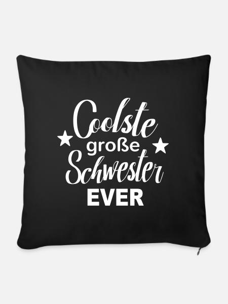 große + kleine Schwester coole beste Geschwister - Sofakissenbezug 45 x 45 cm - Schwarz