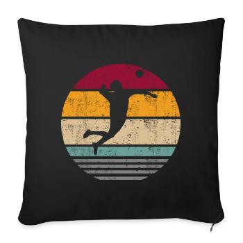 Silhouette de cercle rétro Fistball joueur de fistball - Housse de coussin décorative 45 x 45 cm - noir - Devant