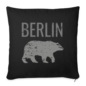 Berlin mit dem Bären Bär wie Berlin Spruch - Sofakissenbezug 45 x 45 cm - Schwarz - Vorne