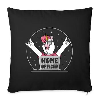 Home Office Licorne Home Officer Bureau à domicile - Housse de coussin décorative 45 x 45 cm - noir - Devant