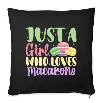 Juste une fille qui aime les macarons drôles de macarons - Housse de coussin décorative 45 x 45 cm - noir - Devant