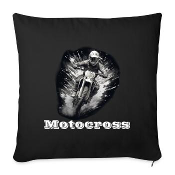 Motocross weiß - Sofakissenbezug 45 x 45 cm - Schwarz - Vorne