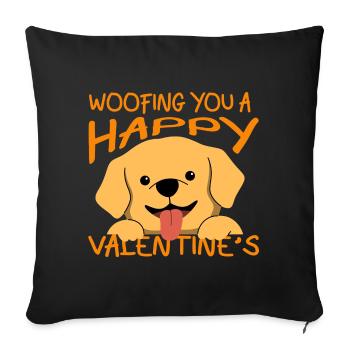 14. Februar Valentinstag-Geschenk Hunde-Besitzer - Sofakissenbezug 45 x 45 cm - Schwarz - Vorne