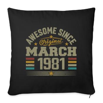 Mars 1981 Anniversaire Idée Cadeau Vintage 1981 - Housse de coussin décorative 45 x 45 cm - noir - Devant