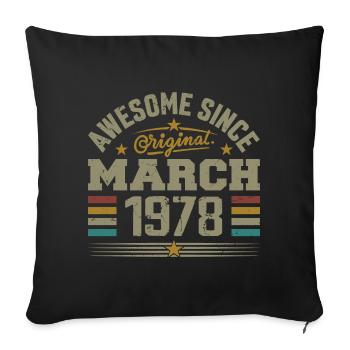 Mars 1978 Anniversaire Idée Cadeau Vintage 1978 - Housse de coussin décorative 45 x 45 cm - noir - Devant