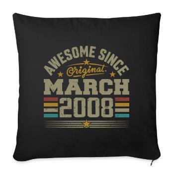 March 2008 Birthday Vintage Gift Idea 2008 - Sofa pillowcase 17,3'' x 17,3'' (45 x 45 cm) - black - Front