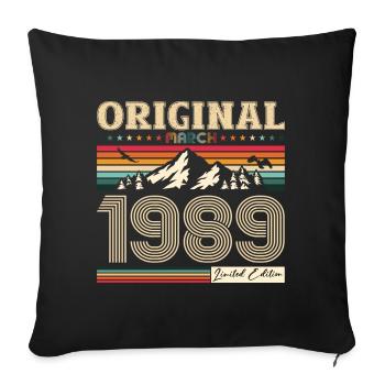 35th Birthday Husband Original March Vintage 1989 - Sofa pillowcase 17,3'' x 17,3'' (45 x 45 cm) - black - Front