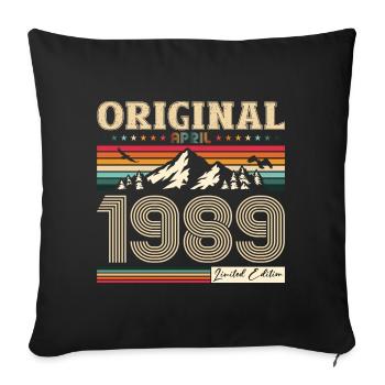 35th Birthday Husband Original April Vintage 1989 - Sofa pillowcase 17,3'' x 17,3'' (45 x 45 cm) - black - Front
