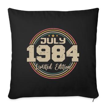 1984 Anniversaire Juillet 1984 Cadeau Juillet 1984 - Housse de coussin décorative 45 x 45 cm - noir - Devant