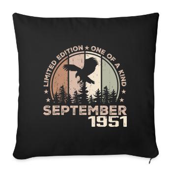Incomparable since September 1951 73 Anniversary - Sofa pillowcase 17,3'' x 17,3'' (45 x 45 cm) - black - Front