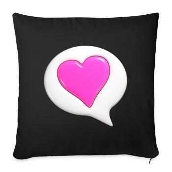 Pink colored heart in white speech bubble - Sofa pillowcase 17,3'' x 17,3'' (45 x 45 cm) - black - Front